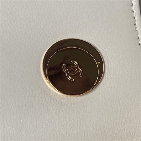 Cha.nel Trendy CC Mini Flap Bag With Top Handle Lambskin Gold Tone Metal White AS4654