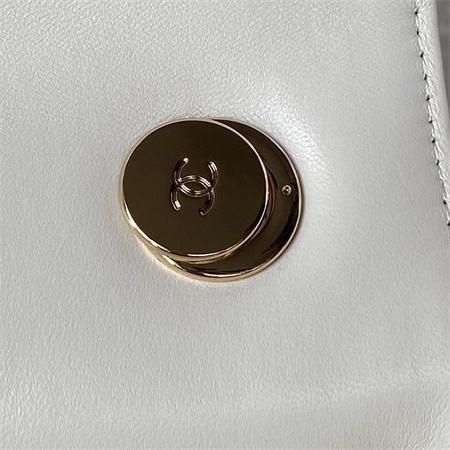 Cha.nel Trendy CC Flap Bag With Top Handle Lambskin Gold Tone Metal White A92236