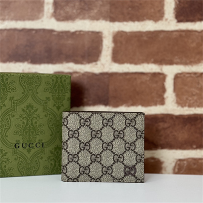 Gu.cci Brown interior bi-fold wallet Supreme Canvas 768243