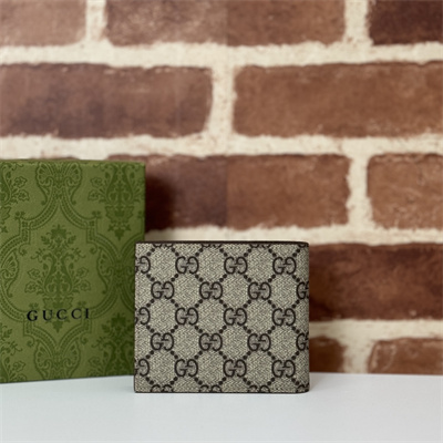 Gu.cci Brown interior bi-fold wallet Supreme Canvas 768243