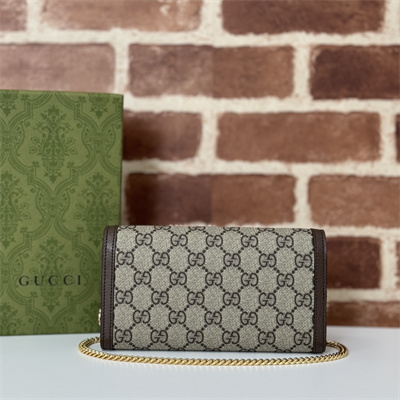 Gu.cci Ophidia chain wallet Beige and ebony GG Supreme canvas 772309
