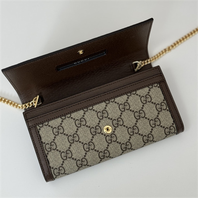 Gu.cci Ophidia chain wallet Beige and ebony GG Supreme canvas 772309