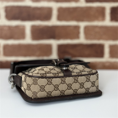 Gu.cci GG super mini bag Beige and ebony Original GG canvas and Brown leather 795213