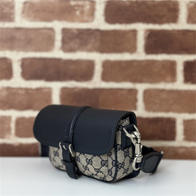 Gu.cci GG super mini bag Beige and ebony Original GG canvas and Navy leather 795213
