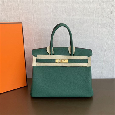Bir.kin Bag TOGO Leather 25/30/35CM Gold/Silver Hardware In Malachite Color HS