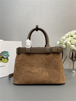Prada Buckle medium suede handbag with belt  brown 1BA434