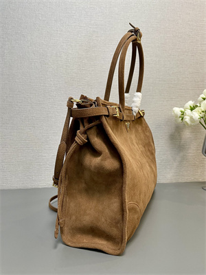 Prada Large Suede handbag Brown 1BA439