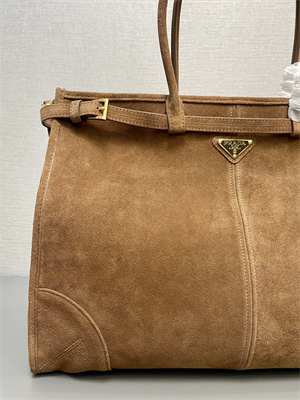 Prada Large Suede handbag Brown 1BA439