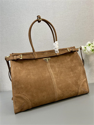 Prada Large Suede handbag Brown 1BA439