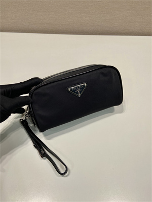 Prada Re-Nylon and brushed leather pouch Black 2NE063