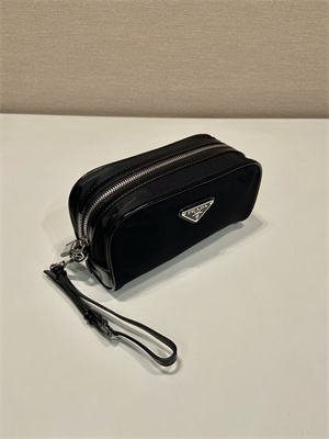 Prada Re-Nylon and brushed leather pouch Black 2NE063