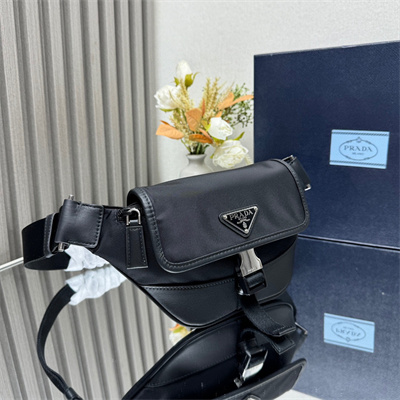 Prada Re-Nylon and leather shoulder bag Black 2VH176