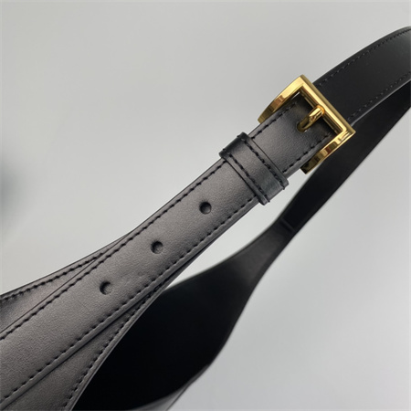 Prada Large leather shoulder bag with topstitching Black 1BC181