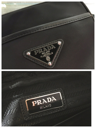 Prada Re-Nylon and Saffiano leather shoulder bag Black 2VH112