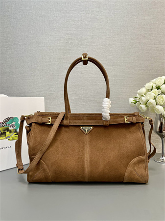 Prada Large suede handbag Brown 1BA433