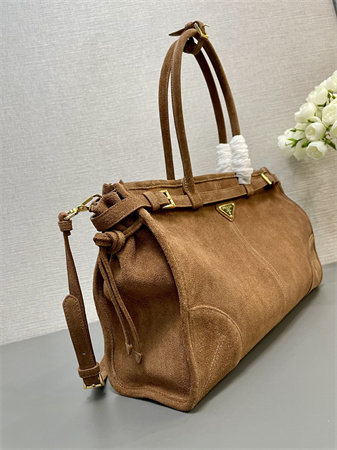 Prada Large suede handbag  Brown 1BA433