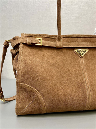 Prada Large suede handbag  Brown 1BA433