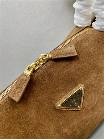 Prada Medium suede shoulder bag  Brown 1BA444
