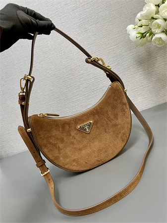 Prada Arqué suede shoulder bag  Brown 1BC194