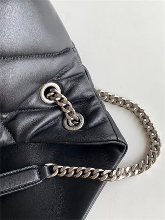 Y.S.L PUFFER MEDIUM In Nappa Lambskin Silver Tone Metal Black Color