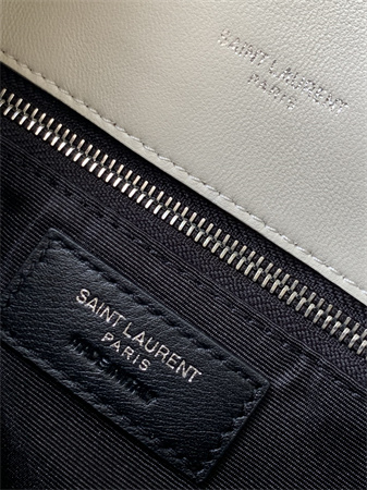 Y.S.L TOY PUFFER In Nappa Lambskin Silver Tone Metal White Color