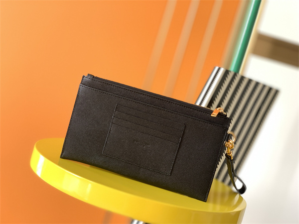 Y.S.L CASSANDRE MATELASSÉ Large Pouch In Grain DE Poudre Leather Black /Gold