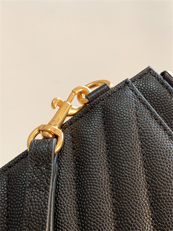 Y.S.L CASSANDRE MATELASSÉ Large Pouch In Grain DE Poudre Leather Black /Gold
