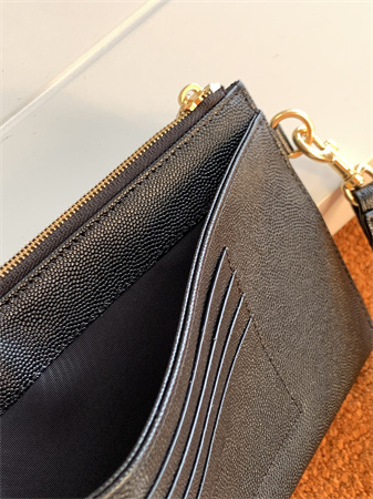 Y.S.L CASSANDRE MATELASSÉ Large Pouch In Grain DE Poudre Leather Black /Gold