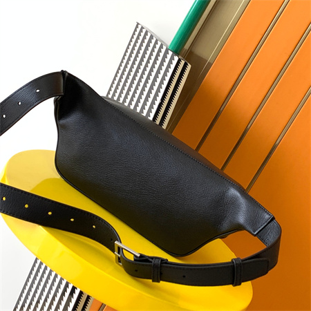 Y.S.L MONOGRAM BELT BAG IN Black Leather Silver Tone Hardware