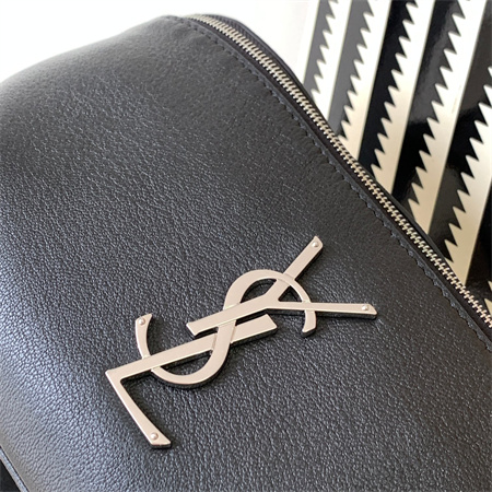 Y.S.L MONOGRAM BELT BAG IN Black Leather Silver Tone Hardware