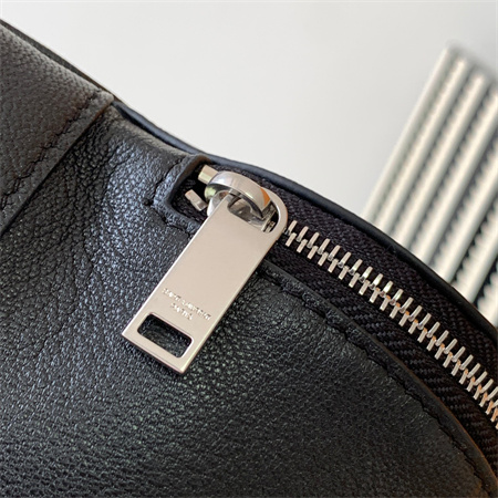 Y.S.L MONOGRAM BELT BAG IN Black Leather Silver Tone Hardware