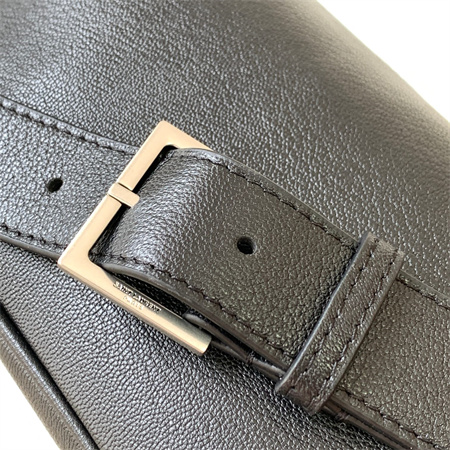 Y.S.L MONOGRAM BELT BAG IN Black Leather Silver Tone Hardware