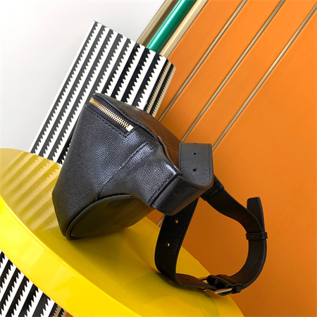 Y.S.L MONOGRAM BELT BAG IN Black Leather Gold Tone Hardware