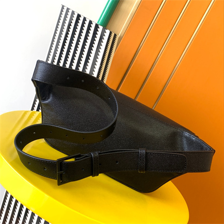 Y.S.L MONOGRAM BELT BAG IN Black Leather Black Tone Hardware