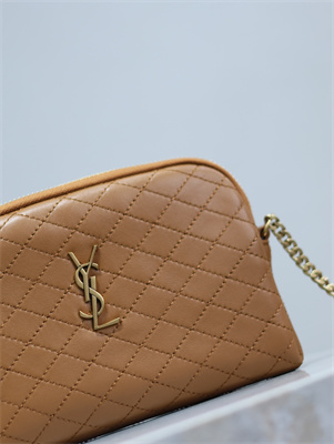 Y.S.L GABY ZIPPED POUCH IN QUILTED LAMBSKIN Dk Cork