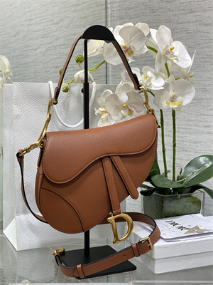 CD Saddle Bag Grained Calfskin Caramel Color