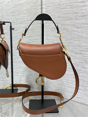 CD Mini Saddle Bag Grained Calfskin Caramel Color