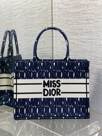 CD Miss Dior Medium Book Tote Allover Emb Navy Blue