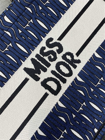 CD Miss Dior Medium Book Tote Allover Emb Navy Blue