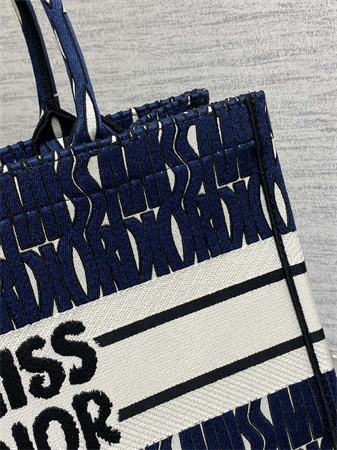 CD Miss Dior Medium Book Tote Allover Emb Navy Blue