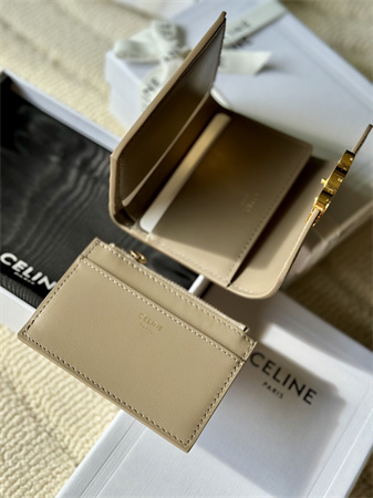Celine COMPACT WALLET WITH COIN TRIOMPHE in Shiny calfskin