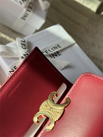 Celine COMPACT WALLET WITH COIN TRIOMPHE in Shiny calfskin