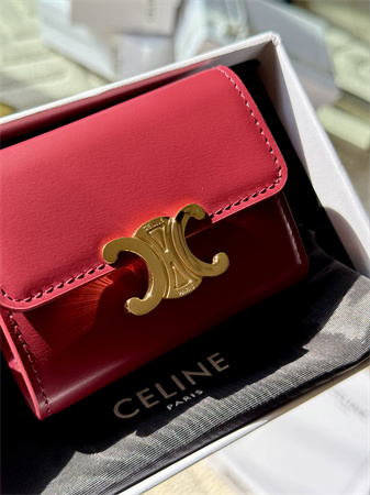 Celine COMPACT WALLET WITH COIN TRIOMPHE in Shiny calfskin