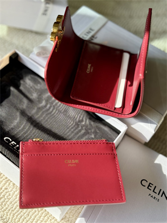 Celine COMPACT WALLET WITH COIN TRIOMPHE in Shiny calfskin