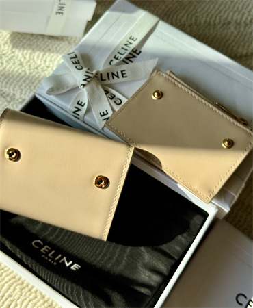 Celine COMPACT WALLET WITH COIN TRIOMPHE in Shiny calfskin