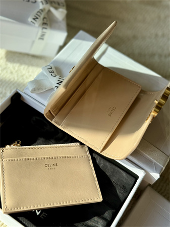 Celine COMPACT WALLET WITH COIN TRIOMPHE in Shiny calfskin