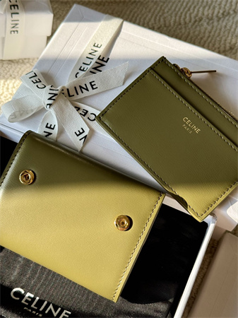 Celine COMPACT WALLET WITH COIN TRIOMPHE in Shiny calfskin