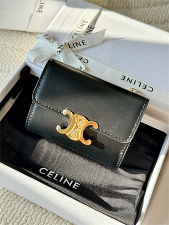 Celine COMPACT WALLET WITH COIN TRIOMPHE in Shiny calfskin