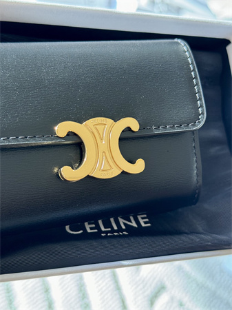Celine COMPACT WALLET WITH COIN TRIOMPHE in Shiny calfskin