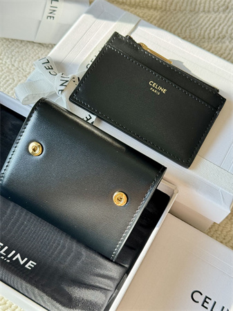 Celine COMPACT WALLET WITH COIN TRIOMPHE in Shiny calfskin